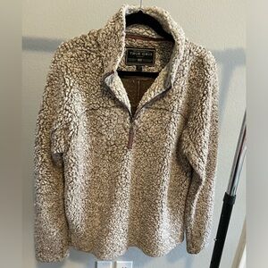 True Grit Sherpa Pullover XS Brown Heather